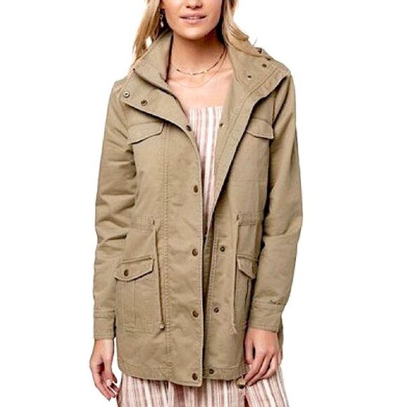 O'Neill Utility Coat Size Small Onofre Anorak Jacket Parka Military Beige - Picture 2 of 11